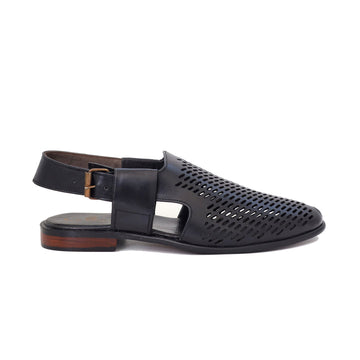 Black Color Mild Leather Sandals For Men